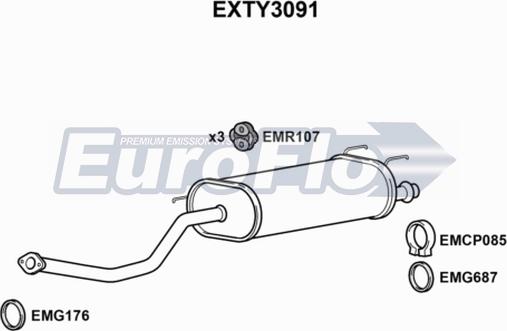 EuroFlo EXTY3091 - Vidējais izpl. gāzu trokšņa slāpētājs autodraugiem.lv