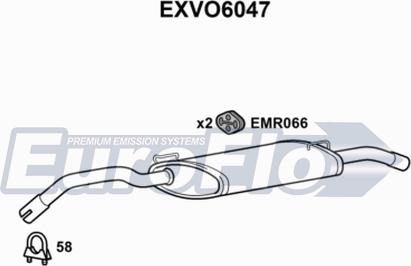 EuroFlo EXVO6047 - Izplūdes gāzu trokšņa slāpētājs (pēdējais) autodraugiem.lv