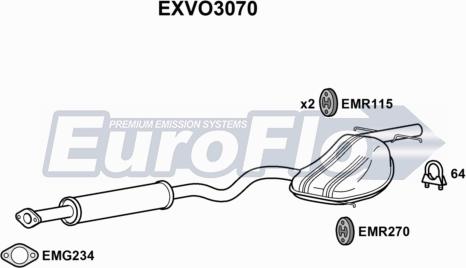 EuroFlo EXVO3070 - Vidējais izpl. gāzu trokšņa slāpētājs autodraugiem.lv