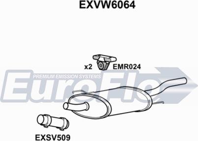 EuroFlo EXVW6064 - Izplūdes gāzu trokšņa slāpētājs (pēdējais) autodraugiem.lv