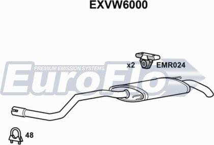 EuroFlo EXVW6000 - Izplūdes gāzu trokšņa slāpētājs (pēdējais) autodraugiem.lv