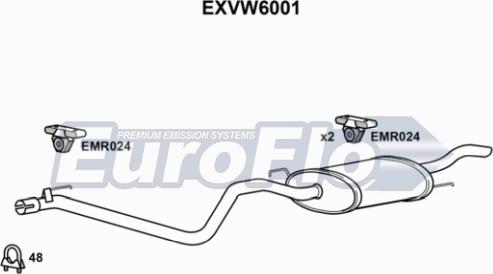 EuroFlo EXVW6001 - Izplūdes gāzu trokšņa slāpētājs (pēdējais) autodraugiem.lv