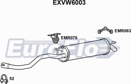 EuroFlo EXVW6003 - Izplūdes gāzu trokšņa slāpētājs (pēdējais) autodraugiem.lv