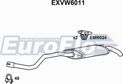 EuroFlo EXVW6011 - Izplūdes gāzu trokšņa slāpētājs (pēdējais) autodraugiem.lv