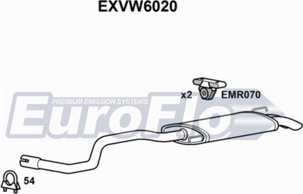 EuroFlo EXVW6020 - Izplūdes gāzu trokšņa slāpētājs (pēdējais) autodraugiem.lv