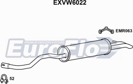 EuroFlo EXVW6022 - Izplūdes gāzu trokšņa slāpētājs (pēdējais) autodraugiem.lv