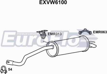 EuroFlo EXVW6100 - Izplūdes gāzu trokšņa slāpētājs (pēdējais) autodraugiem.lv