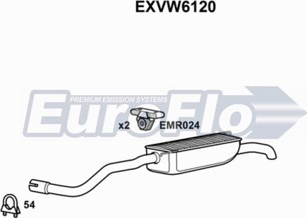 EuroFlo EXVW6120 - Izplūdes gāzu trokšņa slāpētājs (pēdējais) autodraugiem.lv