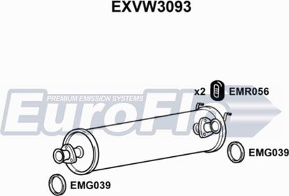 EuroFlo EXVW3093 - Vidējais izpl. gāzu trokšņa slāpētājs autodraugiem.lv