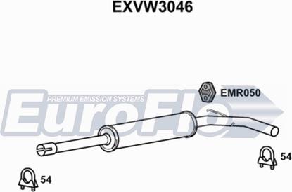 EuroFlo EXVW3046 - Vidējais izpl. gāzu trokšņa slāpētājs autodraugiem.lv