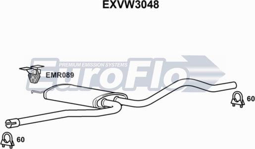 EuroFlo EXVW3048 - Vidējais izpl. gāzu trokšņa slāpētājs autodraugiem.lv