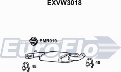 EuroFlo EXVW3018 - Vidējais izpl. gāzu trokšņa slāpētājs autodraugiem.lv
