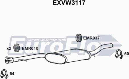 EuroFlo EXVW3117 - Vidējais izpl. gāzu trokšņa slāpētājs autodraugiem.lv