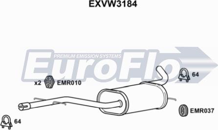 EuroFlo EXVW3184 - Vidējais izpl. gāzu trokšņa slāpētājs autodraugiem.lv