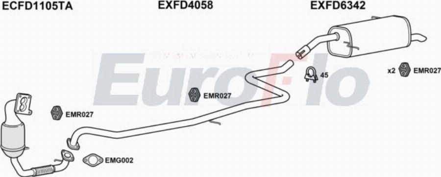 EuroFlo FDFIE14D 7007A00 - Izplūdes gāzu sistēma autodraugiem.lv