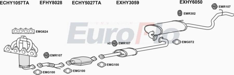 EuroFlo HYI3014 1001A00 - Izplūdes gāzu sistēma autodraugiem.lv