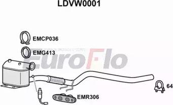 EuroFlo LDVW0001 - Nosēdumu / Daļiņu filtrs, Izplūdes gāzu sistēma autodraugiem.lv