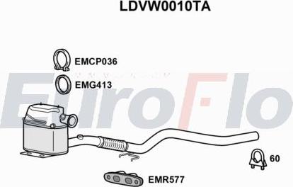 EuroFlo LDVW0010TA - Nosēdumu / Daļiņu filtrs, Izplūdes gāzu sistēma autodraugiem.lv