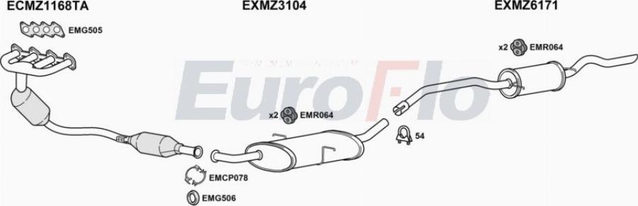 EuroFlo MZA1817 1001B - Izplūdes gāzu sistēma autodraugiem.lv