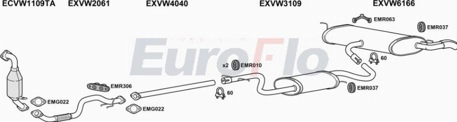 EuroFlo VWGOL14 1025A00 - Izplūdes gāzu sistēma autodraugiem.lv