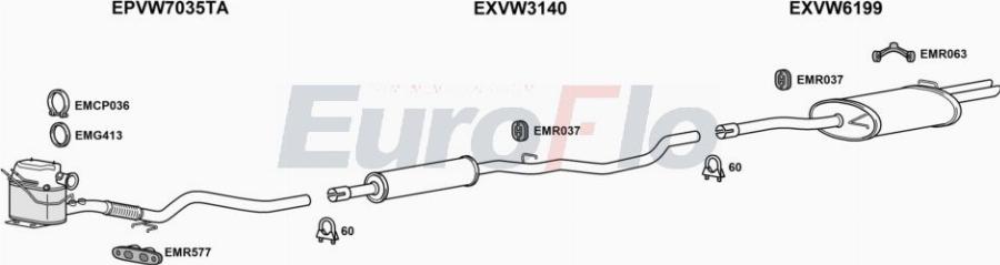 EuroFlo VWPAS20D 2001 - Izplūdes gāzu sistēma autodraugiem.lv