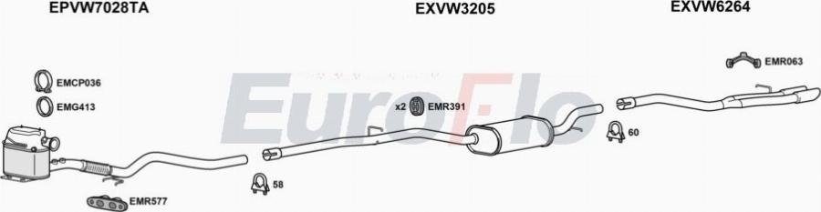 EuroFlo VWPAS20D 2018B - Izplūdes gāzu sistēma autodraugiem.lv