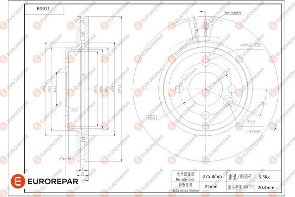 EUROREPAR 1684335380 - Bremžu diski autodraugiem.lv