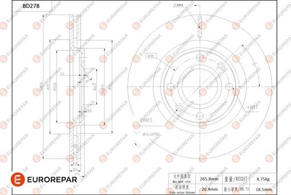 EUROREPAR 1684272080 - Bremžu diski autodraugiem.lv