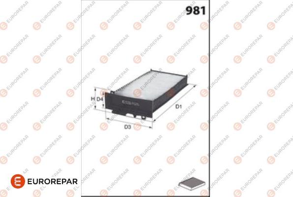 EUROREPAR 1686253880 - Filtrs, Salona telpas gaiss autodraugiem.lv