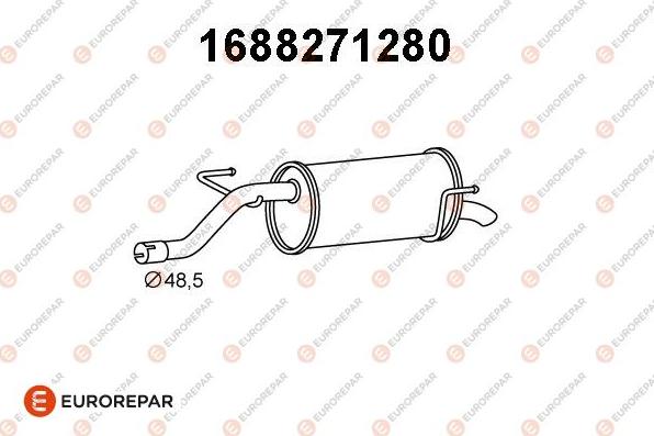 EUROREPAR 1688271280 - Izplūdes gāzu trokšņa slāpētājs (pēdējais) autodraugiem.lv