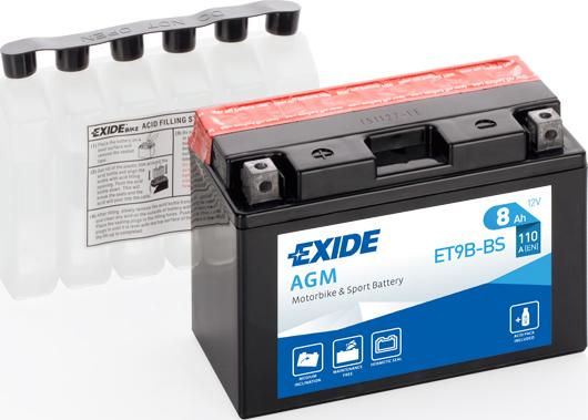 Exide ET9B-BS - Startera akumulatoru baterija autodraugiem.lv