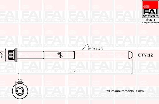 FAI AutoParts B1630 - Cilindru galvas skrūvju komplekts autodraugiem.lv