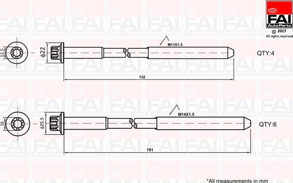 FAI AutoParts B1625 - Cilindru galvas skrūvju komplekts autodraugiem.lv