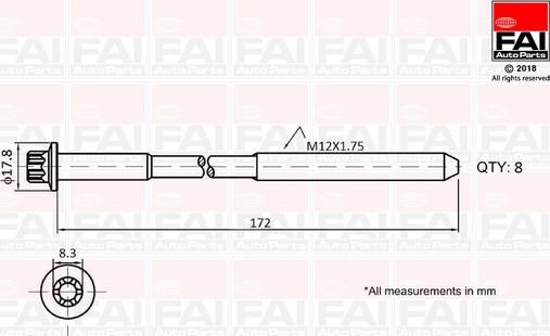 FAI AutoParts B1060 - Cilindru galvas skrūvju komplekts autodraugiem.lv