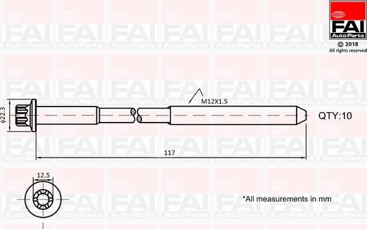 FAI AutoParts B1018 - Cilindru galvas skrūvju komplekts autodraugiem.lv