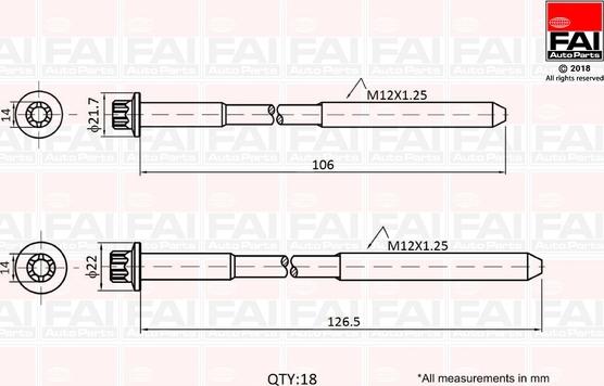 FAI AutoParts B1027 - Cilindru galvas skrūvju komplekts autodraugiem.lv