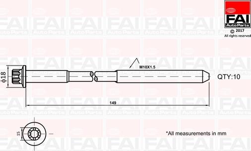 FAI AutoParts B1136 - Cilindru galvas skrūvju komplekts autodraugiem.lv