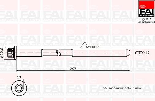 FAI AutoParts B1137 - Cilindru galvas skrūvju komplekts autodraugiem.lv