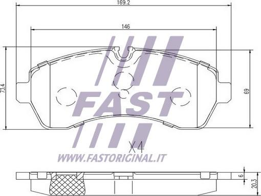 Fast FT29022 - Bremžu uzliku kompl., Disku bremzes autodraugiem.lv