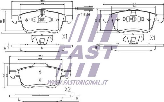 Fast FT29157 - Bremžu uzliku kompl., Disku bremzes autodraugiem.lv