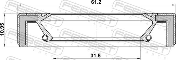 Febest 95GAS-32611113X - Vārpstas blīvgredzens, Piedziņas vārpsta autodraugiem.lv