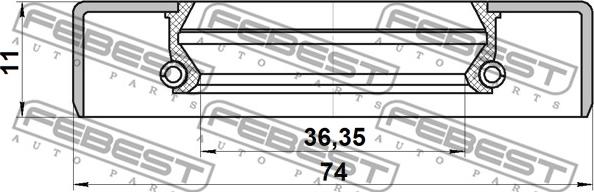 Febest 95GDS-39741111R - Vārpstas blīvgredzens, Piedziņas vārpsta autodraugiem.lv