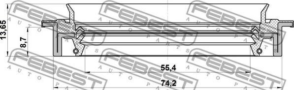 Febest 95JDS-57740914X - Vārpstas blīvgredzens, Piedziņas vārpsta autodraugiem.lv