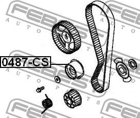 Febest 0487-CS - Spriegotājrullītis, Gāzu sadales mehānisma piedziņas siksna autodraugiem.lv
