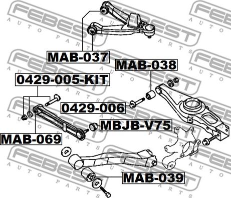 Febest 0429-005-KIT - Riteņu sagāzuma regulēšanas skrūve autodraugiem.lv