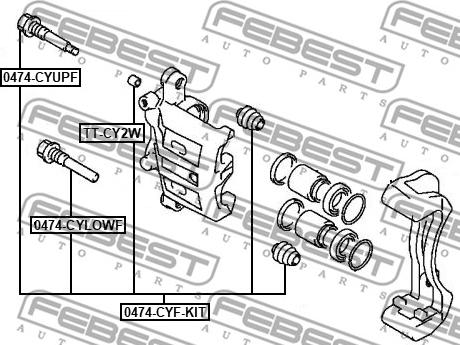 Febest 0474-CYF-KIT - Vadīkla, Bremžu suports autodraugiem.lv