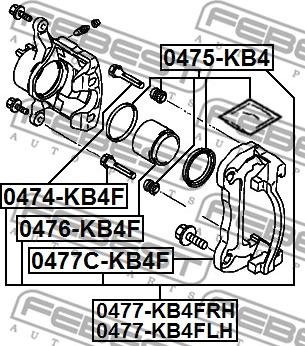 Febest 0474-KB4F - Vadīkla, Bremžu suports autodraugiem.lv