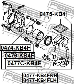 Febest 0477-KB4FRH - Bremžu suports autodraugiem.lv
