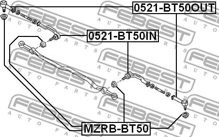 Febest 0521-BT50OUT - Stūres šķērsstiepņa uzgalis autodraugiem.lv