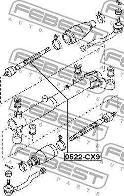 Febest 0522-CX9 - Aksiālais šarnīrs, Stūres šķērsstiepnis autodraugiem.lv
